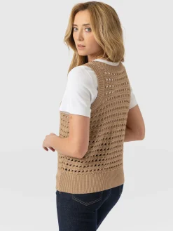 Fashion Saint and Sofia Adler Sleeveless Knit - Camel
