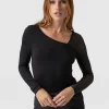 Clearance Saint and Sofia Aimee Cut Out Long Sleeve Tee - Black
