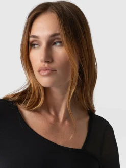 Clearance Saint and Sofia Aimee Cut Out Long Sleeve Tee - Black