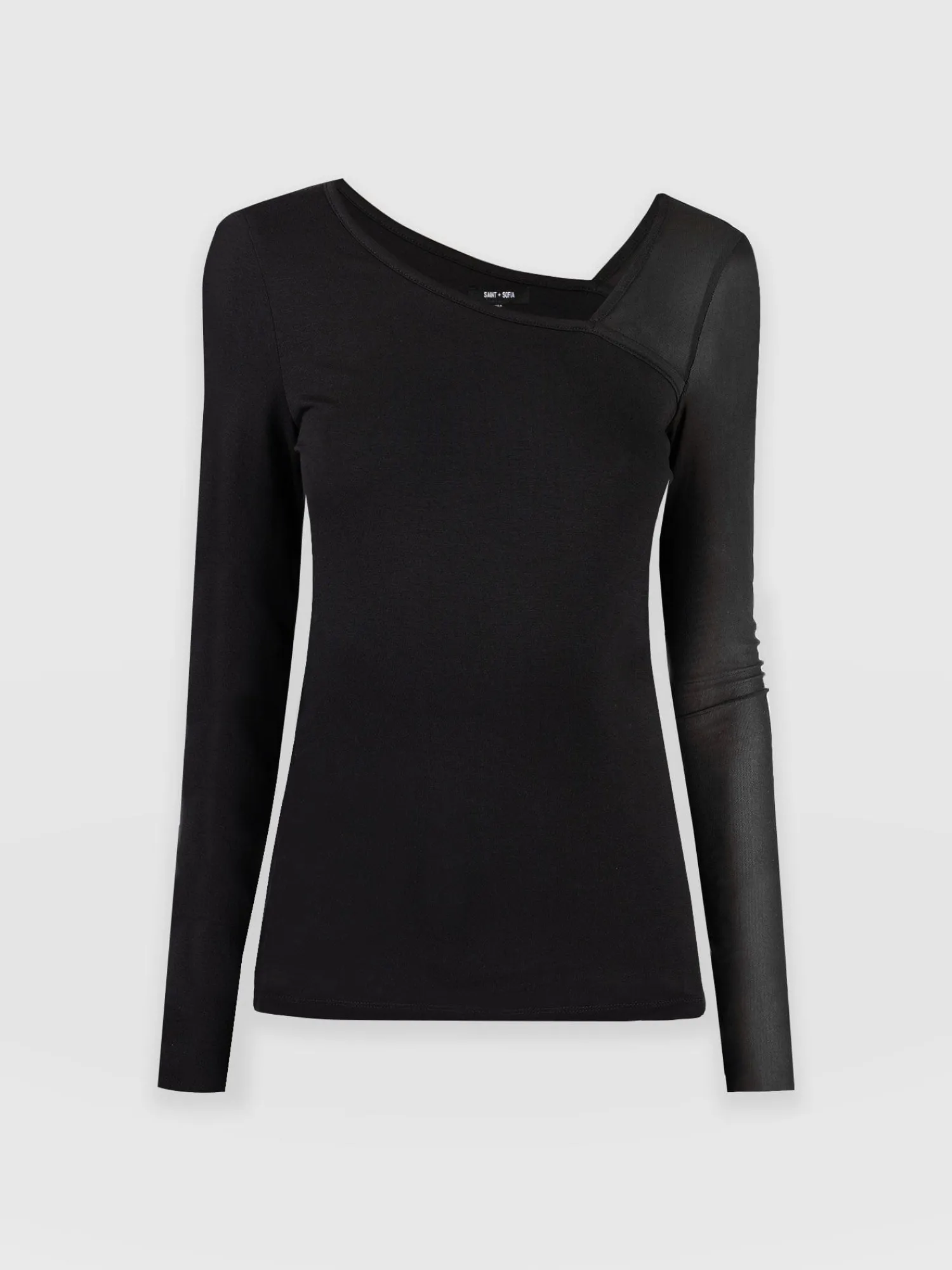 Clearance Saint and Sofia Aimee Cut Out Long Sleeve Tee - Black