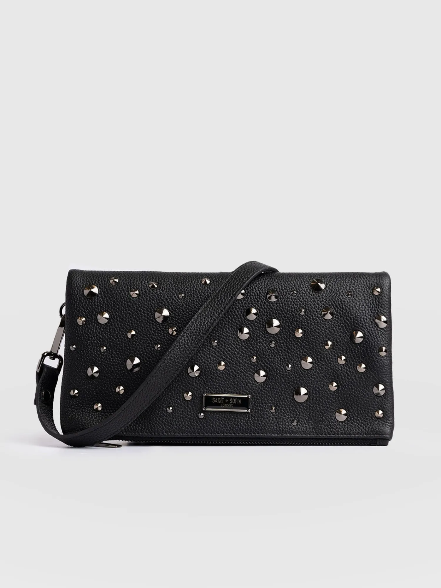 Clearance Saint and Sofia Alexis Studded Clutch - Black