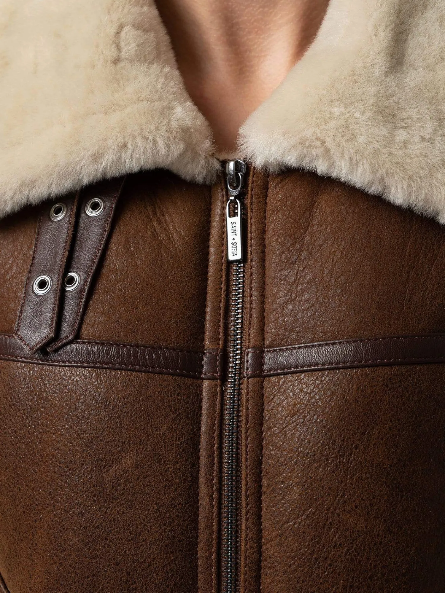 Online Saint and Sofia Amelia Aviator Jacket - Brown