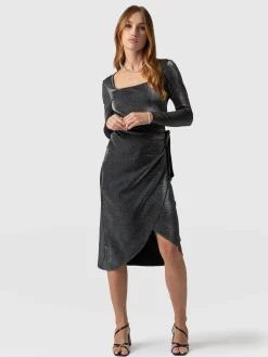 Online Saint and Sofia Amelia Wrap Dress - Silver