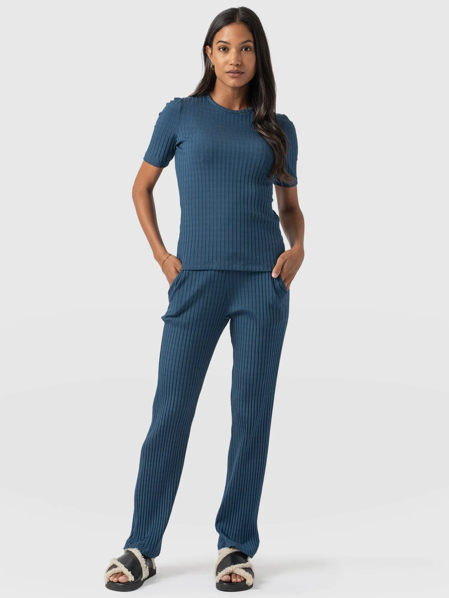 Hot Saint and Sofia Apartment Pant - Teal Rib
