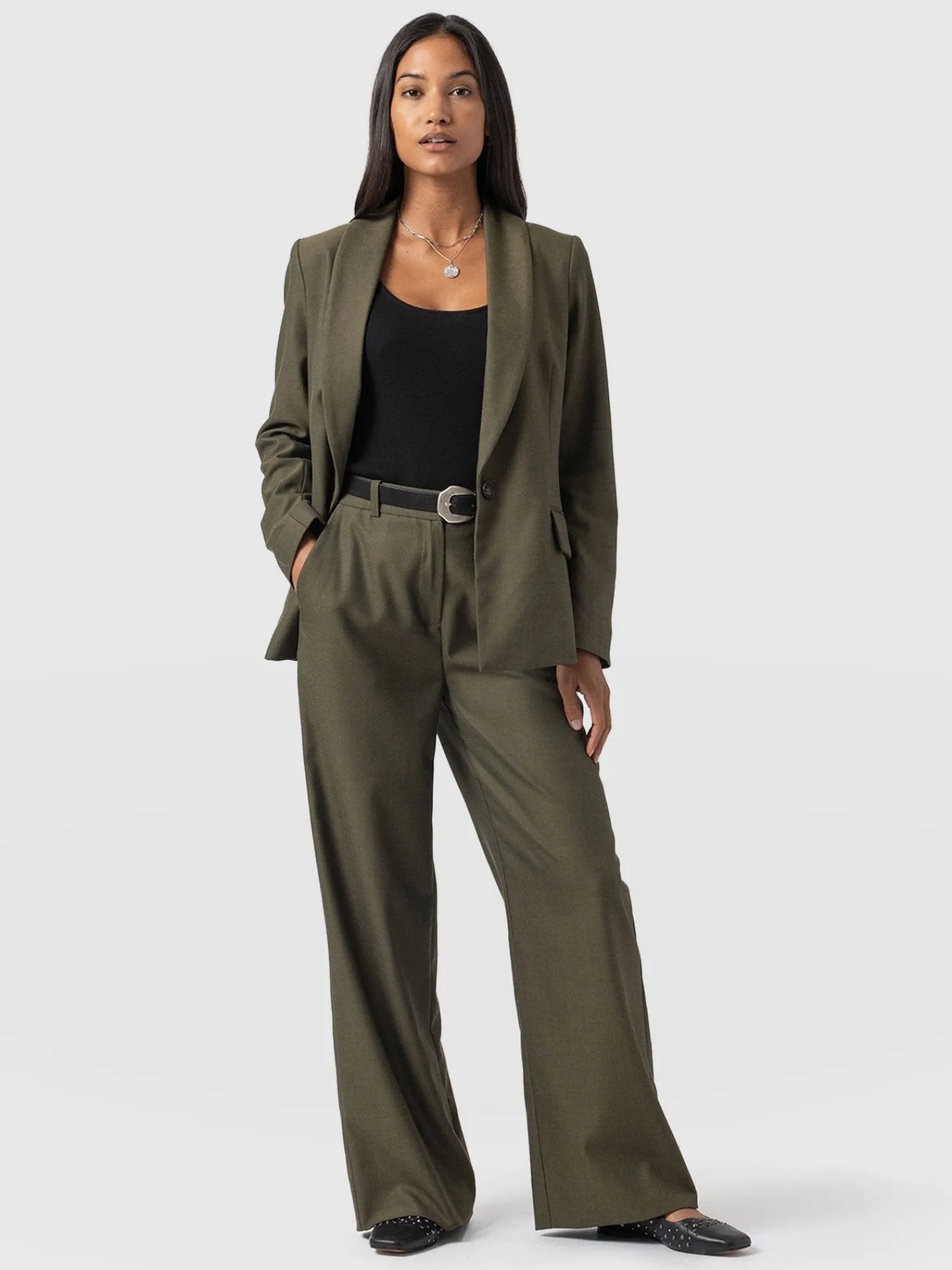 Best Saint and Sofia Argent Wide Leg Pant - Khaki