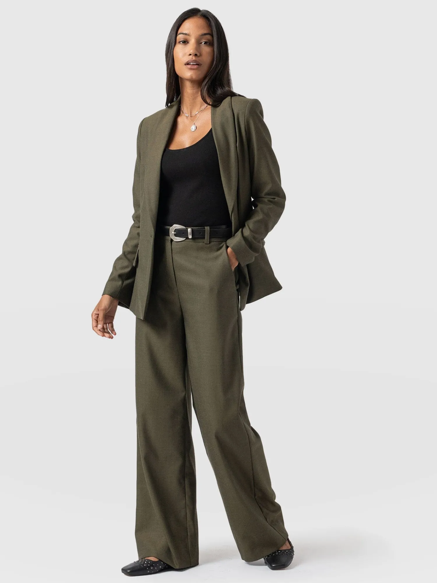 Best Saint and Sofia Argent Wide Leg Pant - Khaki