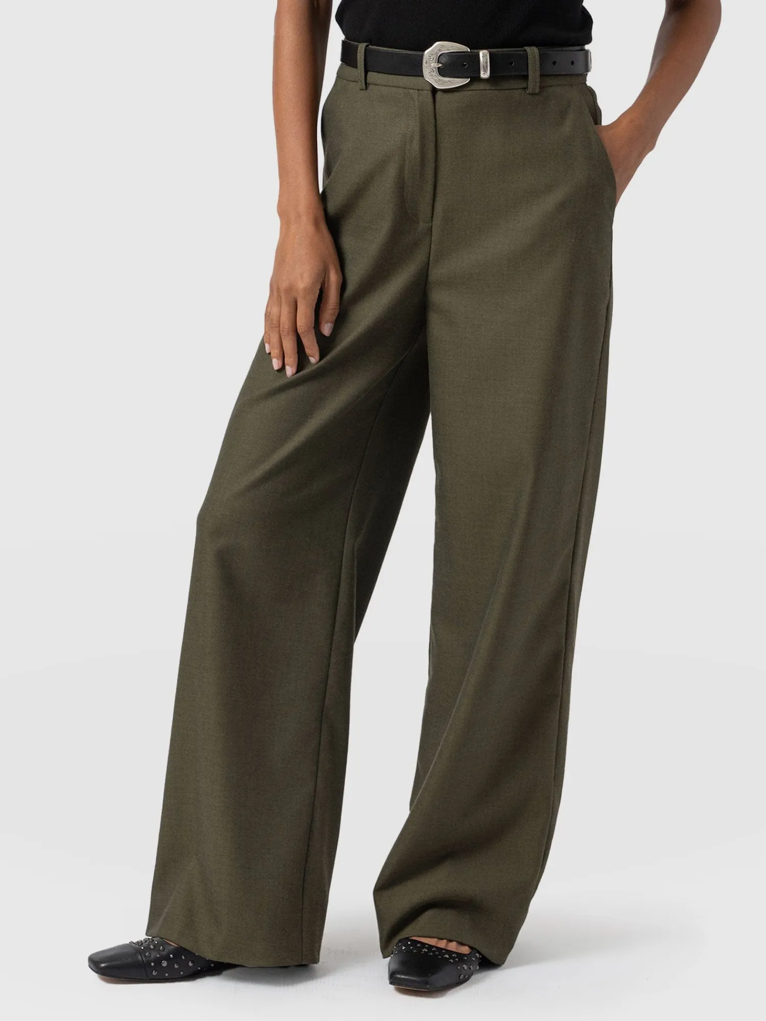 Best Saint and Sofia Argent Wide Leg Pant - Khaki