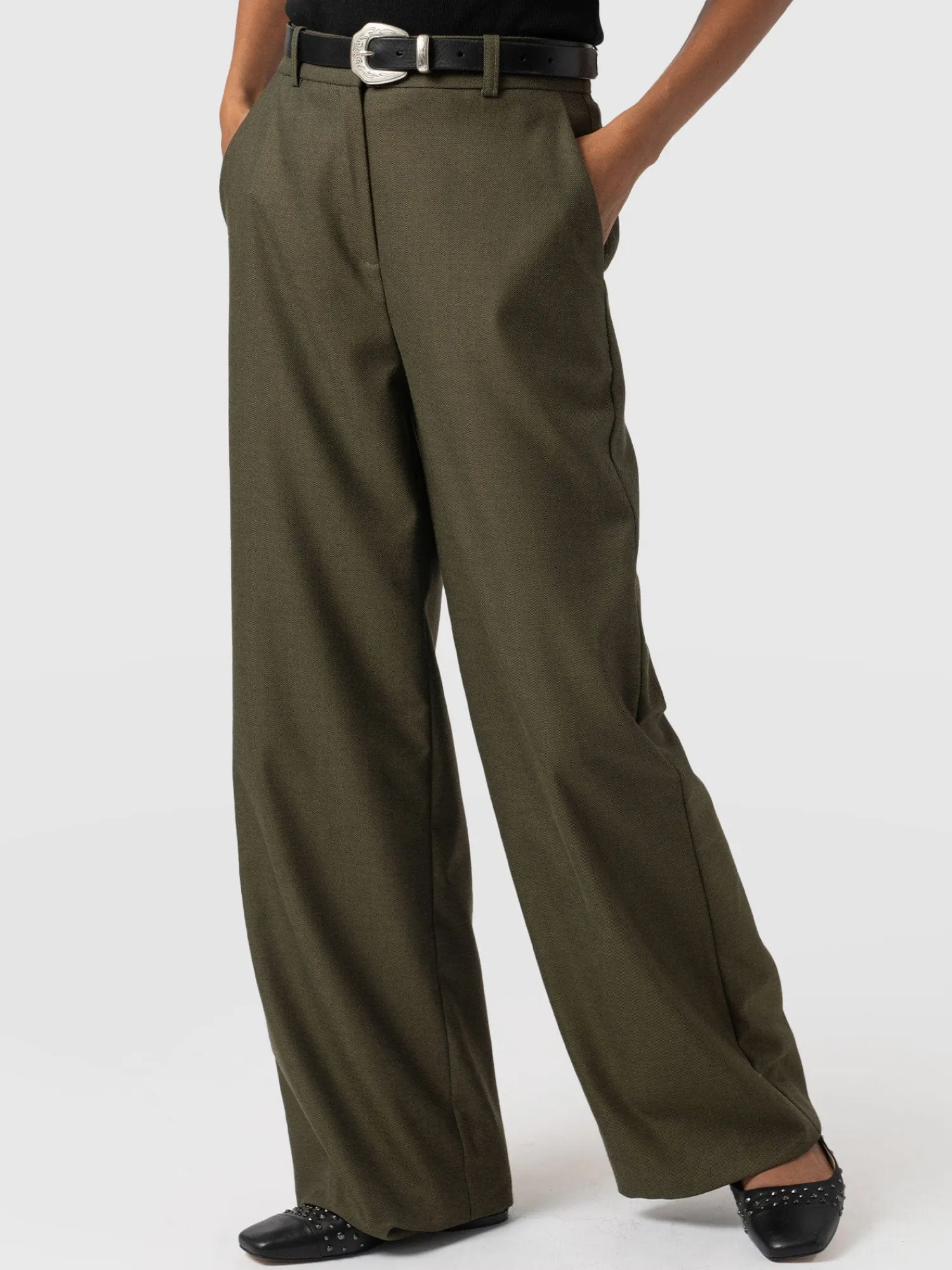 Best Saint and Sofia Argent Wide Leg Pant - Khaki