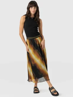 Online Saint and Sofia Aria Pleated Skirt - Yellow Gradient