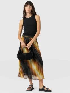 Online Saint and Sofia Aria Pleated Skirt - Yellow Gradient