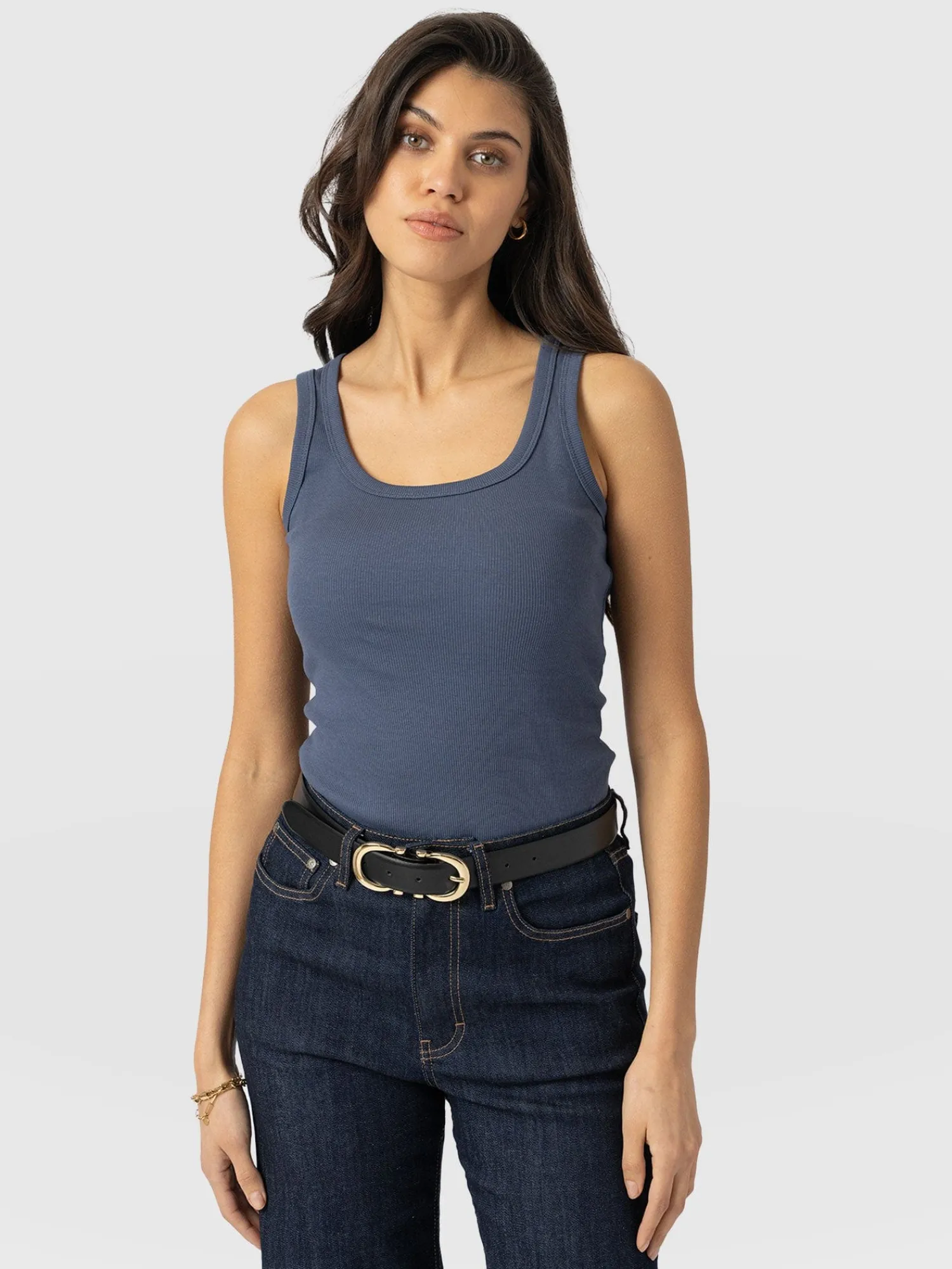 Discount Saint and Sofia Asher Scoop Neck Vest - Dusty Blue