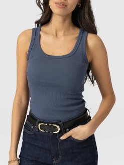 Discount Saint and Sofia Asher Scoop Neck Vest - Dusty Blue