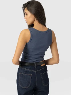 Discount Saint and Sofia Asher Scoop Neck Vest - Dusty Blue