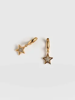 Outlet Saint and Sofia Astral Star Charm Drop Huggie Earrings - Gold
