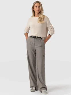 Best Saint and Sofia Astrid Cargo Pant - Brown Herringbone