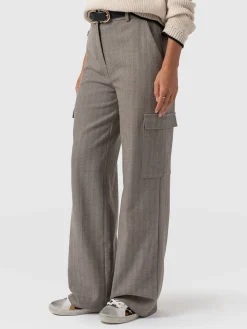 Best Saint and Sofia Astrid Cargo Pant - Brown Herringbone