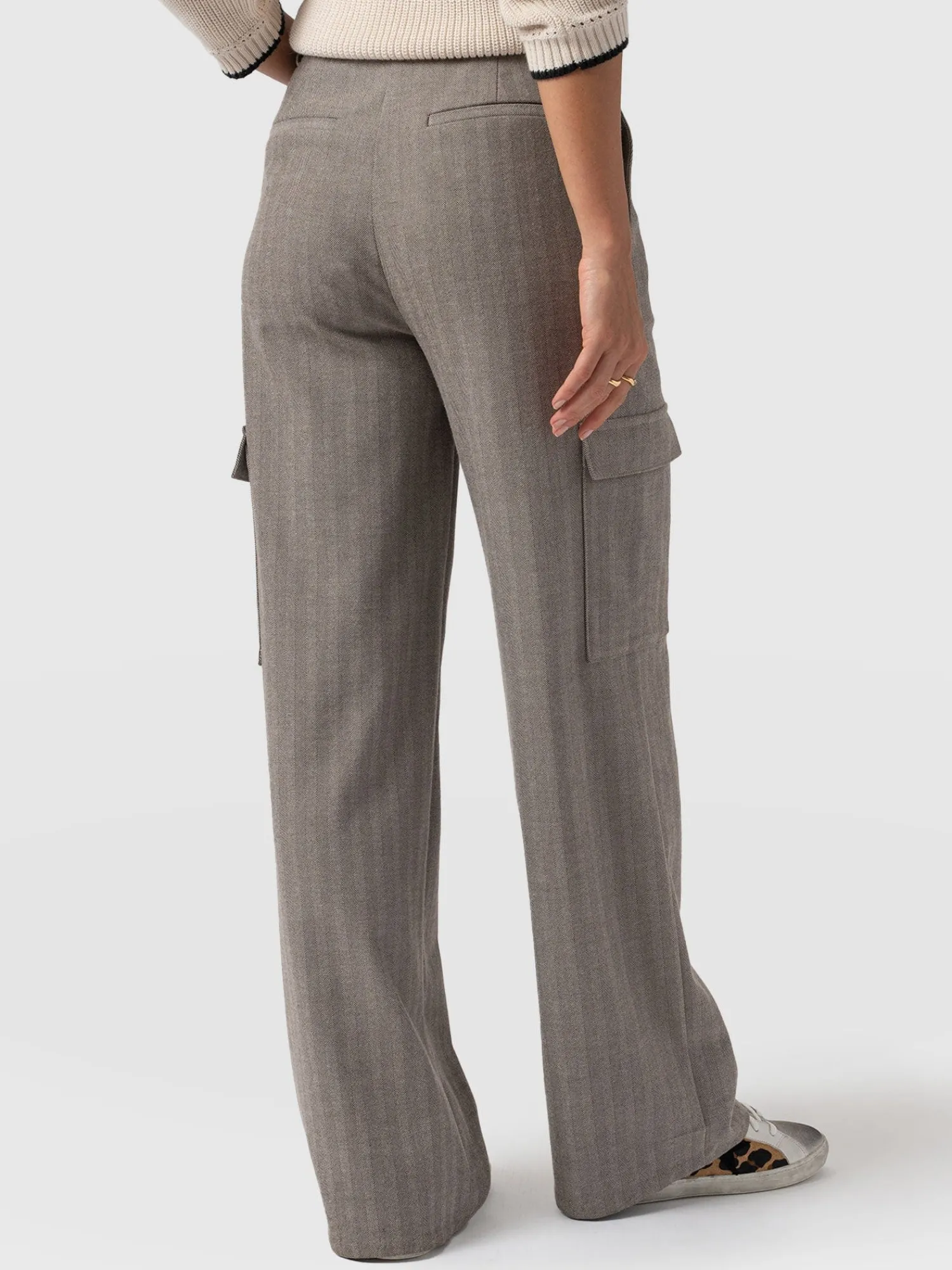 Best Saint and Sofia Astrid Cargo Pant - Brown Herringbone