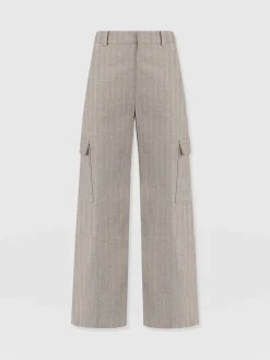 Best Saint and Sofia Astrid Cargo Pant - Brown Herringbone