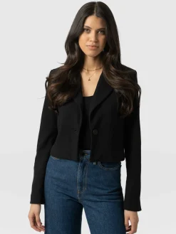 Clearance Saint and Sofia Astrid Cropped Blazer - Black