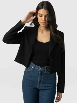 Clearance Saint and Sofia Astrid Cropped Blazer - Black