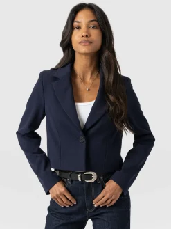 New Saint and Sofia Astrid Cropped Blazer - Navy