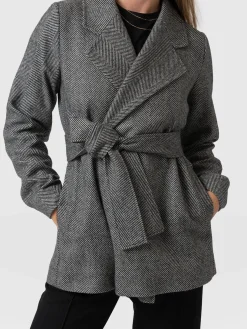 Sale Saint and Sofia Audrey Wrap Coat - Chevron