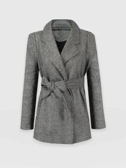 Sale Saint and Sofia Audrey Wrap Coat - Chevron