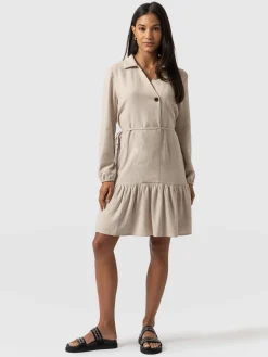 Hot Saint and Sofia Aurelia Mini Linen Dress - Oatmeal