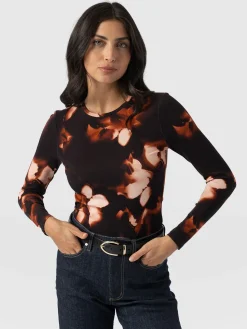 Outlet Saint and Sofia Austen Crew Neck Long Sleeve Tee - Orange Aurora