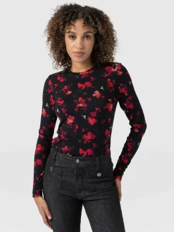 Outlet Saint and Sofia Austen Crew Neck Long Sleeve Tee - Pink Aurora