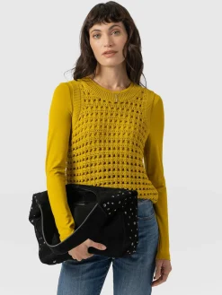 Online Saint and Sofia Austen Crew Neck Long Sleeve Tee - Mustard