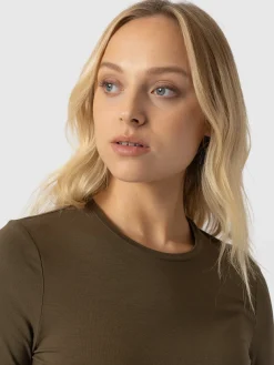 Fashion Saint and Sofia Austen Crew Neck Long Sleeve Tee - Khaki