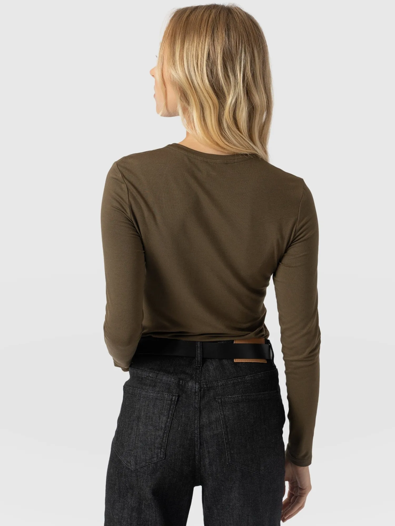 Fashion Saint and Sofia Austen Crew Neck Long Sleeve Tee - Khaki