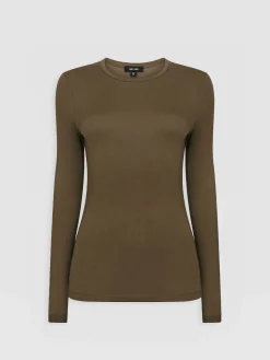 Fashion Saint and Sofia Austen Crew Neck Long Sleeve Tee - Khaki