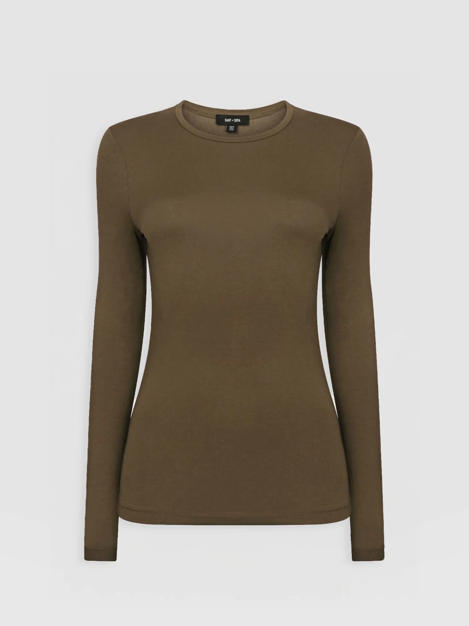 Fashion Saint and Sofia Austen Crew Neck Long Sleeve Tee - Khaki