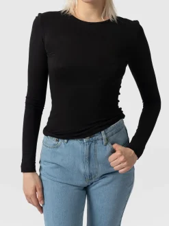 Outlet Saint and Sofia Austen Crew Neck Tee - Black