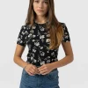 Online Saint and Sofia Austen Crew Neck Tee Short Sleeve - Black Spring Floral