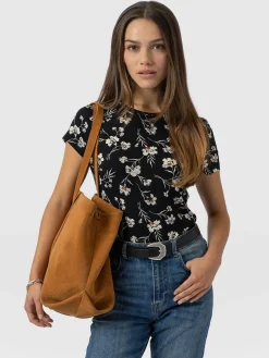 Online Saint and Sofia Austen Crew Neck Tee Short Sleeve - Black Spring Floral