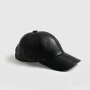 New Saint and Sofia Avalon Leather Baseball Cap - Black