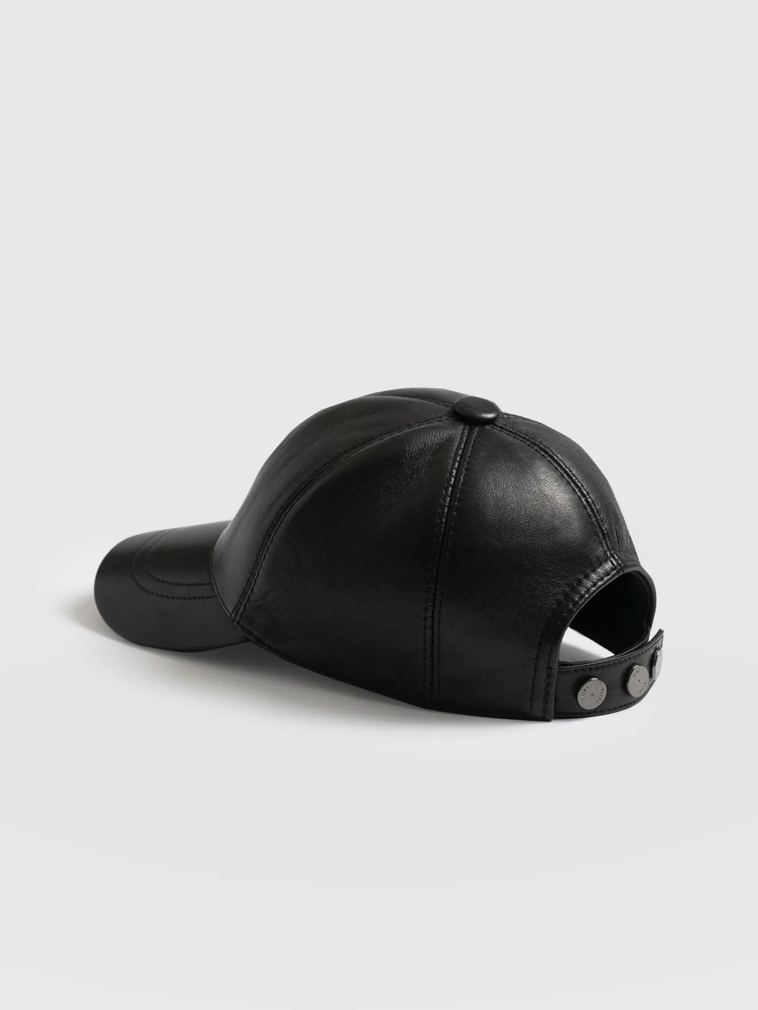 New Saint and Sofia Avalon Leather Baseball Cap - Black