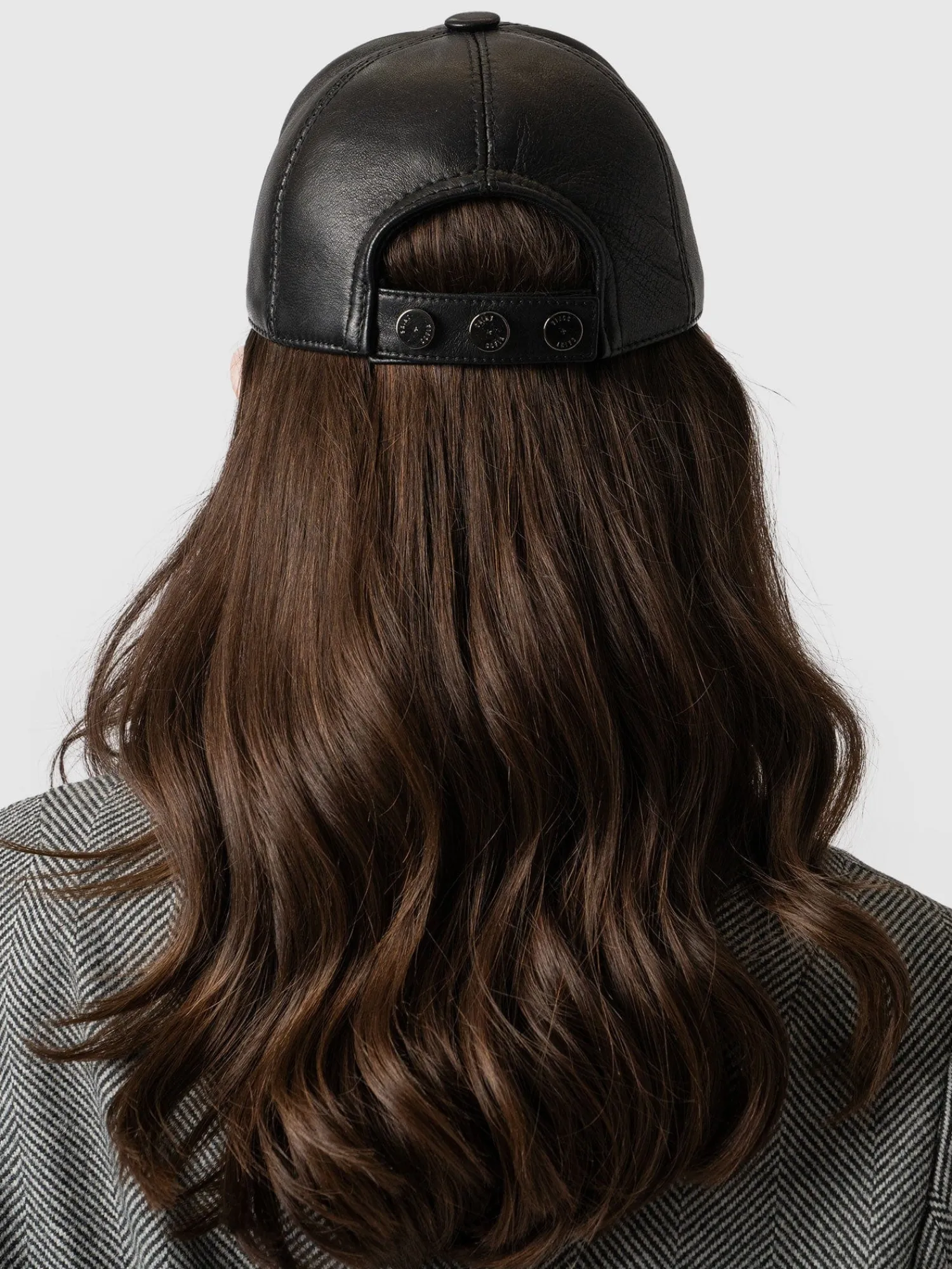 New Saint and Sofia Avalon Leather Baseball Cap - Black