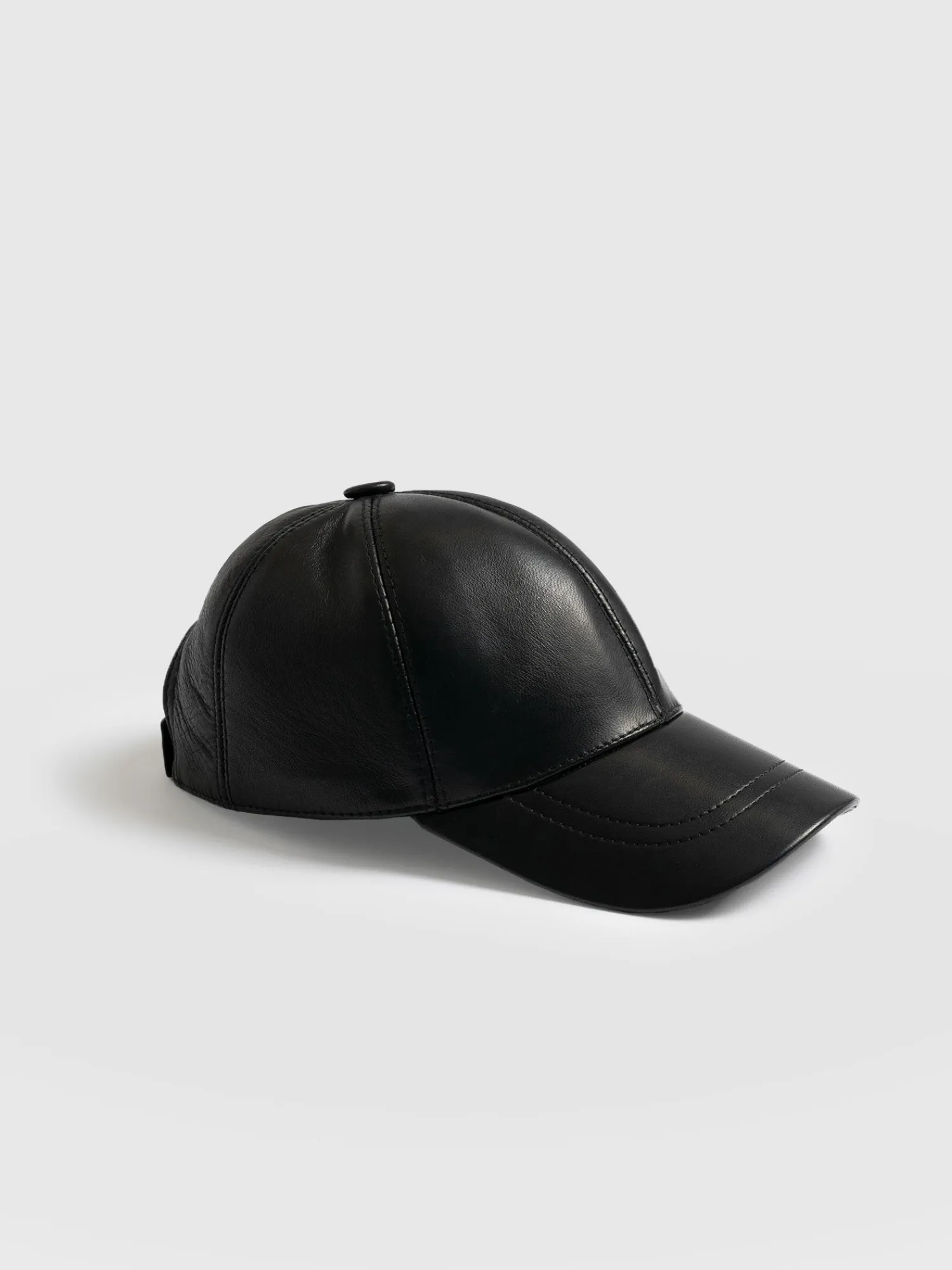 New Saint and Sofia Avalon Leather Baseball Cap - Black
