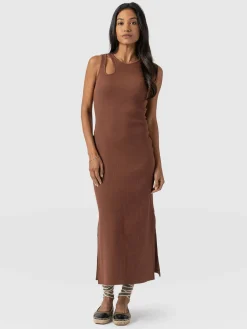 Discount Saint and Sofia Axel Cut Out Dress - Russet Brown