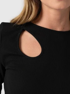 Best Saint and Sofia Axel Cut Out Long Sleeve Tee - Black