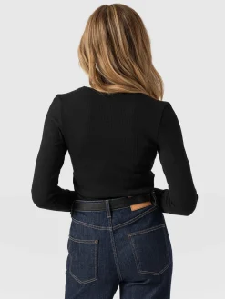 Best Saint and Sofia Axel Cut Out Long Sleeve Tee - Black