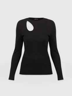 Best Saint and Sofia Axel Cut Out Long Sleeve Tee - Black