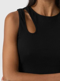 New Saint and Sofia Axel Cut Out Vest - Black