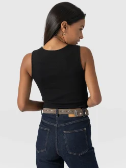 New Saint and Sofia Axel Cut Out Vest - Black