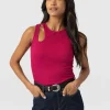 Best Saint and Sofia Axel Cut Out Vest - Fuchsia Pink