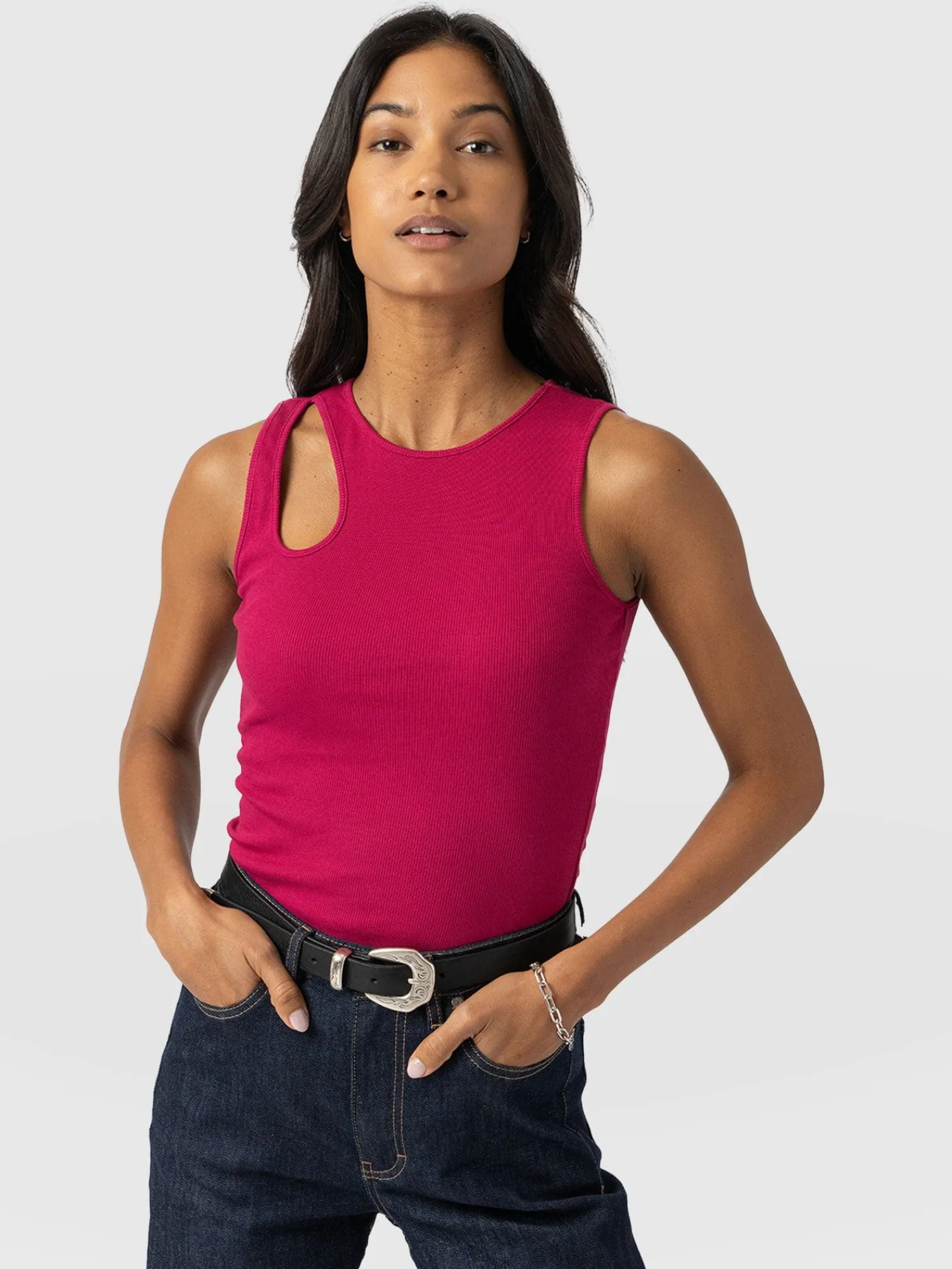 Best Saint and Sofia Axel Cut Out Vest - Fuchsia Pink